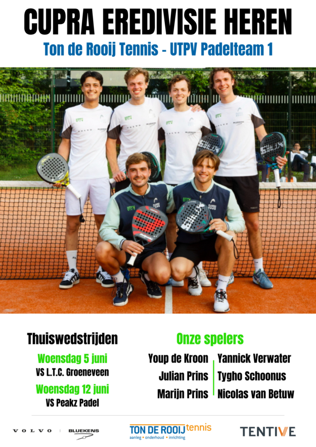 Poster Ton de Rooij UTPV Padelteam1_nieuwbrief
